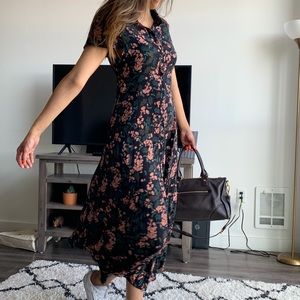 Button down high slit print dress from Zara
